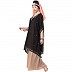 Party wear double layered Embellished abaya- Black-Skin color